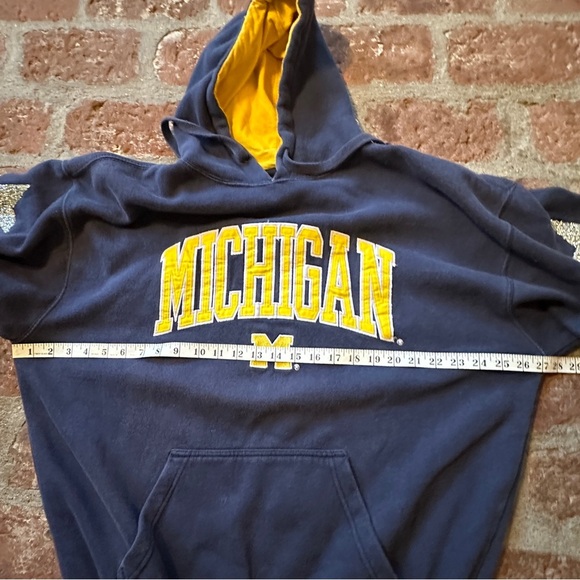 Vintage Michigan Men's Blue Oversized Hoodie Sweatshirt Stars Furst of a Kind - Picture 12 of 16